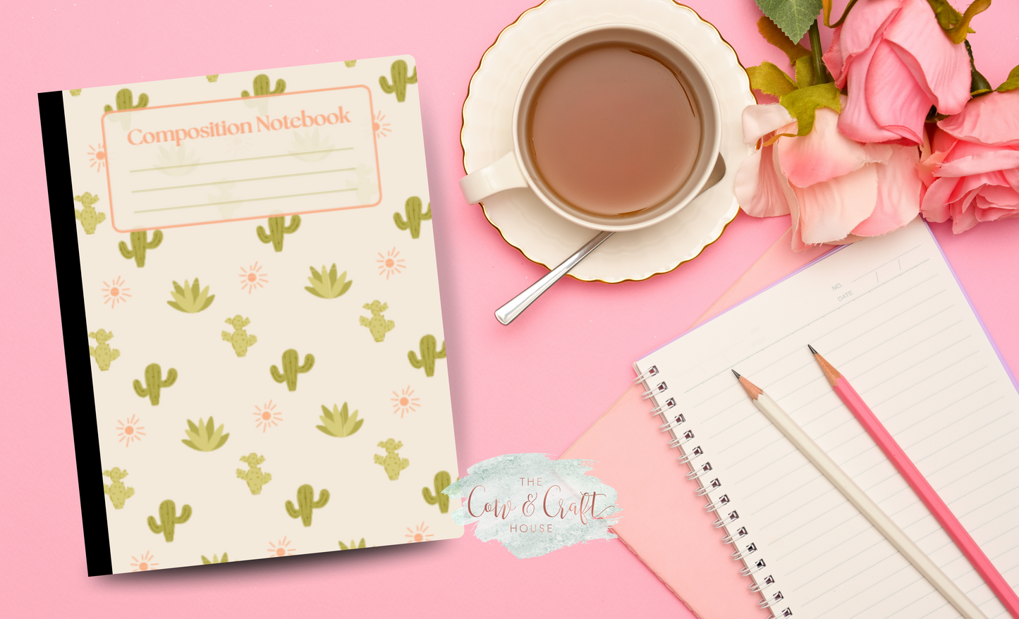 Cream Cactus Composition Notebook |Cactus Journal | College or Wide Ruled Notebook | Cute Desert Notebook | Student Journal | Teacher Gift
