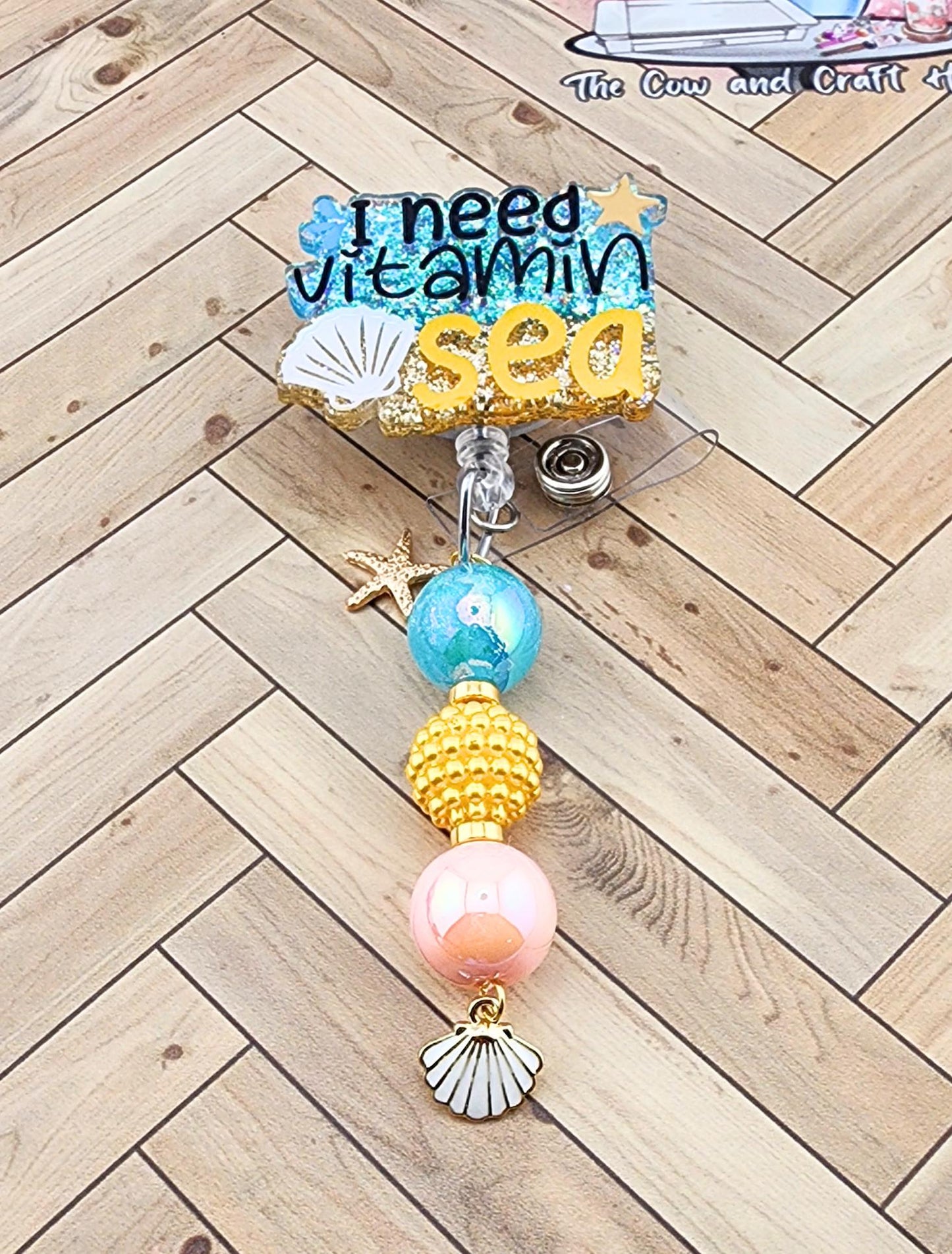 Vitamin Sea Badge Reel, Beach Themed Nurse ID Holder