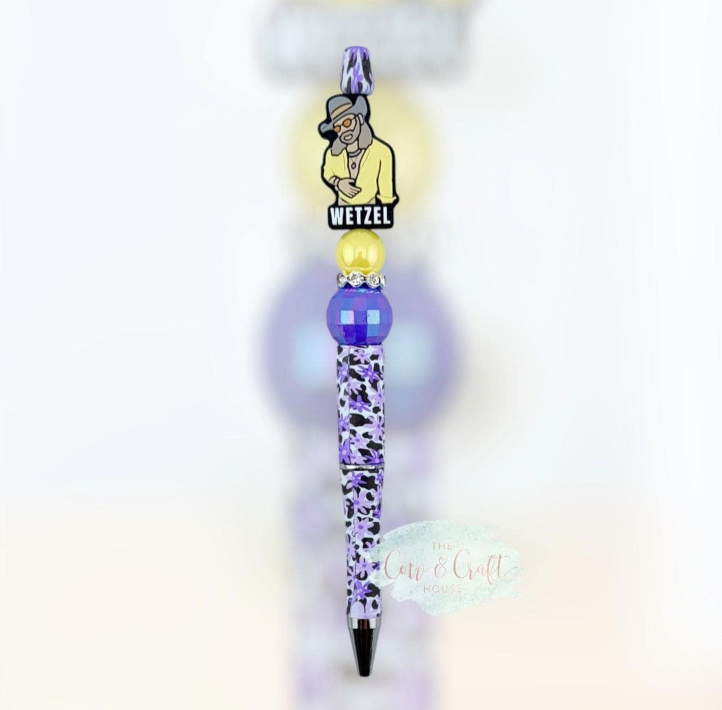 Floral Beaded Pen | Koe Wetzel Inspired Pen | Twist Black Ink Pen | Purple Flower Pen | Cute Gift Idea