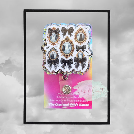 Glittery Ghost Badge Reel, Halloween Badge Reel, Cute Ghost ID Holder, Spooky Nurse Badge Reel, Halloween Nurse Gift, Retractable Badge Reel