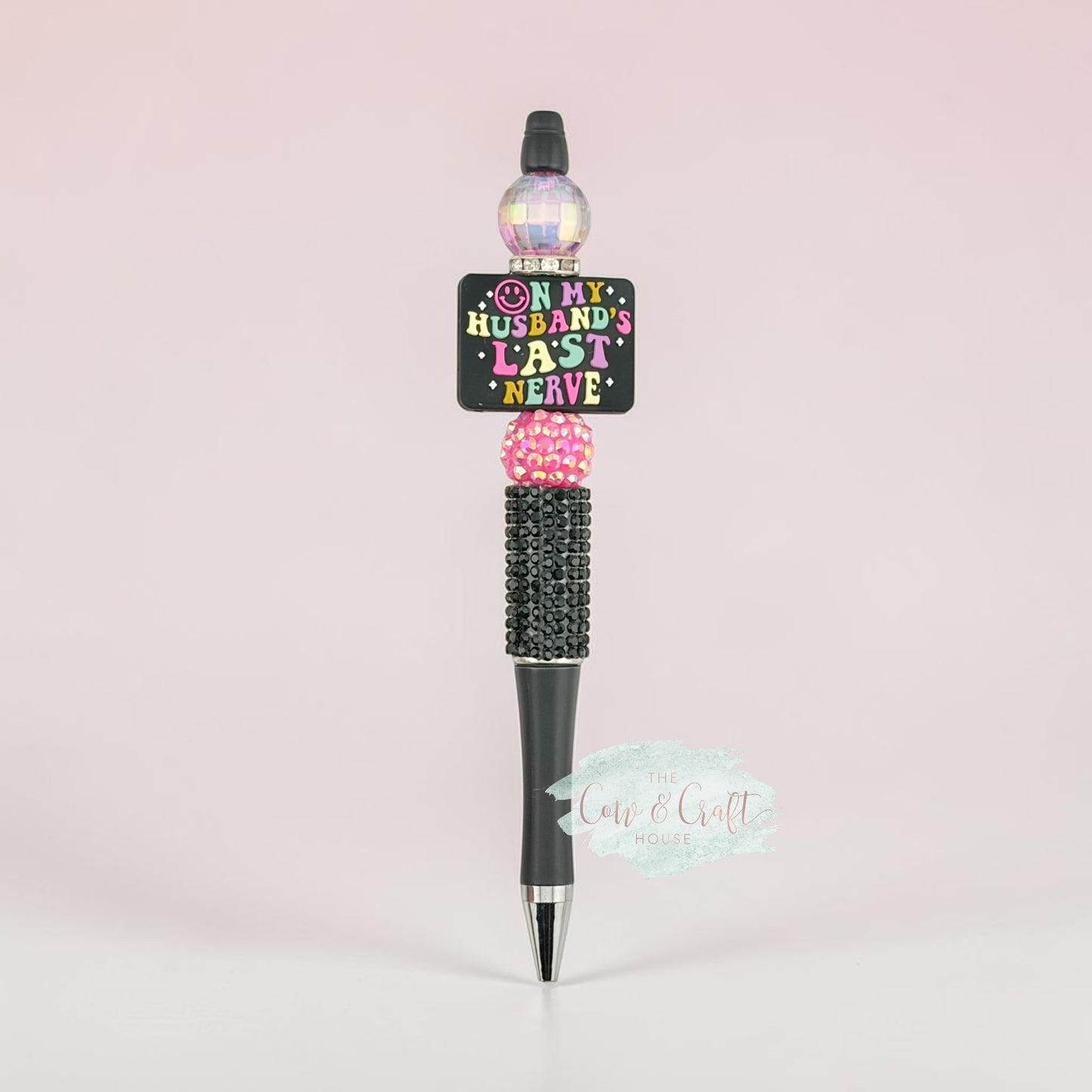 Funny Beaded Pen | On My Husband's Last Nerve Pen | Black Ink Twist Pen | Sassy Gift for Wife | Handmade Bling Pen