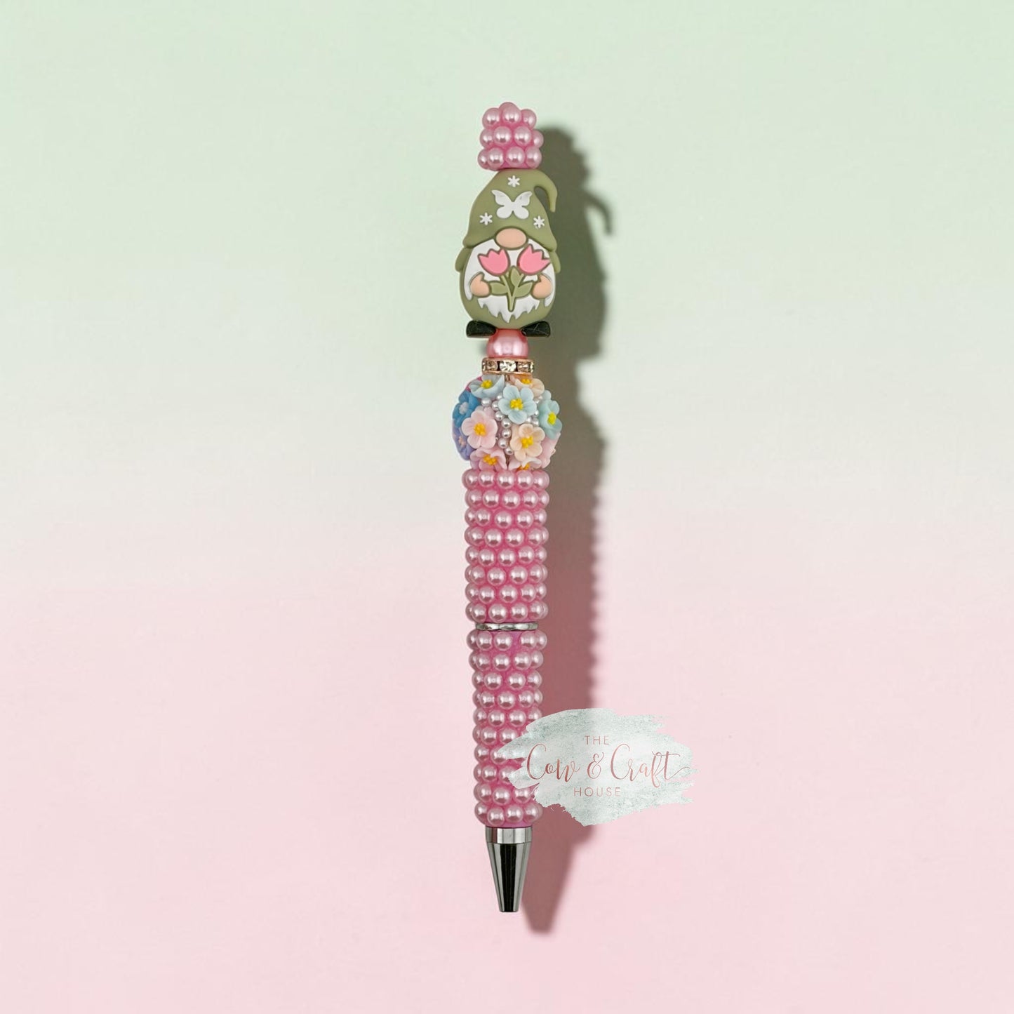 Beaded Pen: Gnome, Pink Seashell, Panda- Novelty Ballpoint Pen