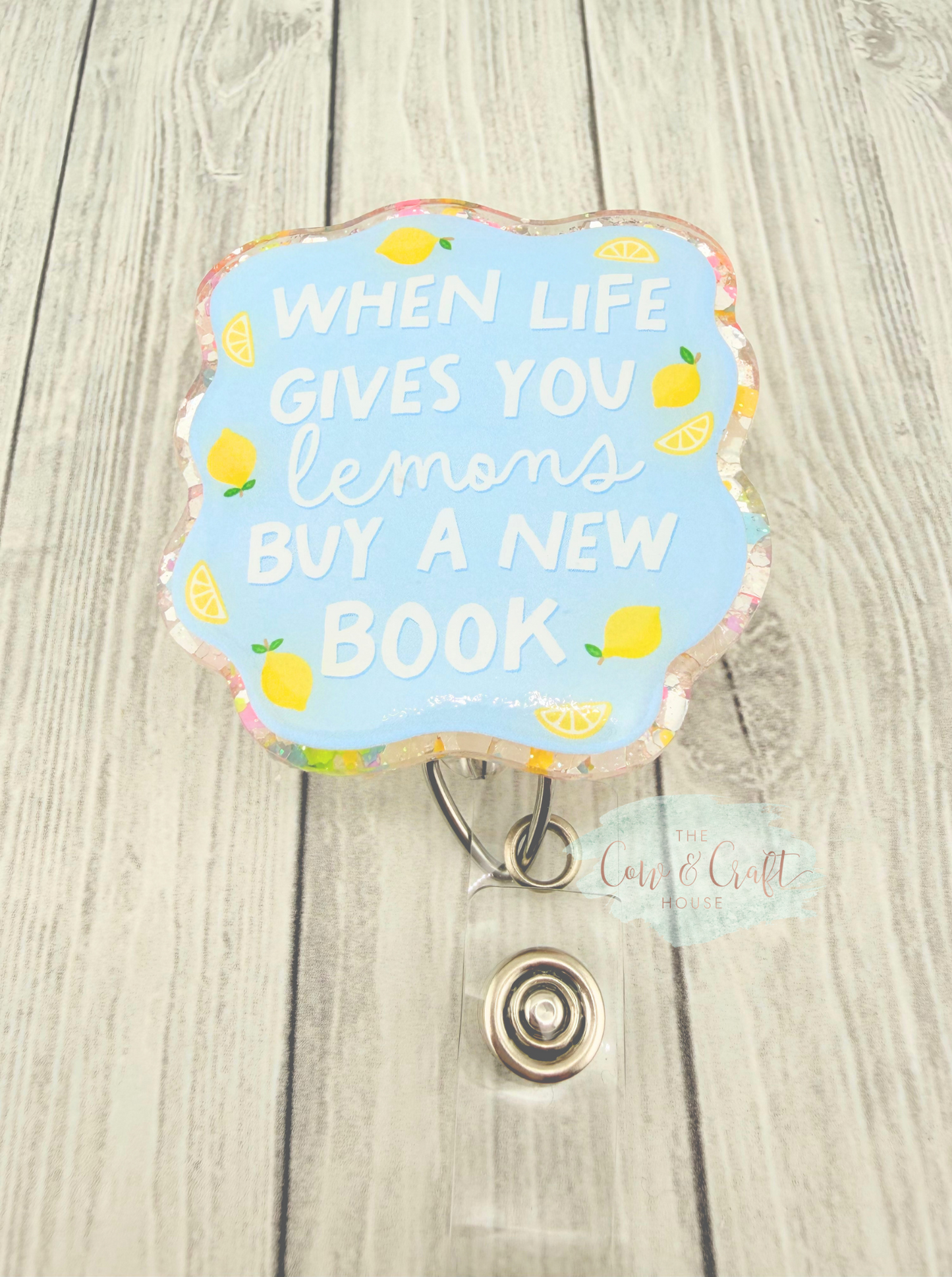 When Life Gives You Lemons Buy a Book Badge Reel | Cute Lemon Badge Holder | 34" Nylon Cord Swivel Clip | Librarian Gift | Teacher Badge Reel | Book Lover
