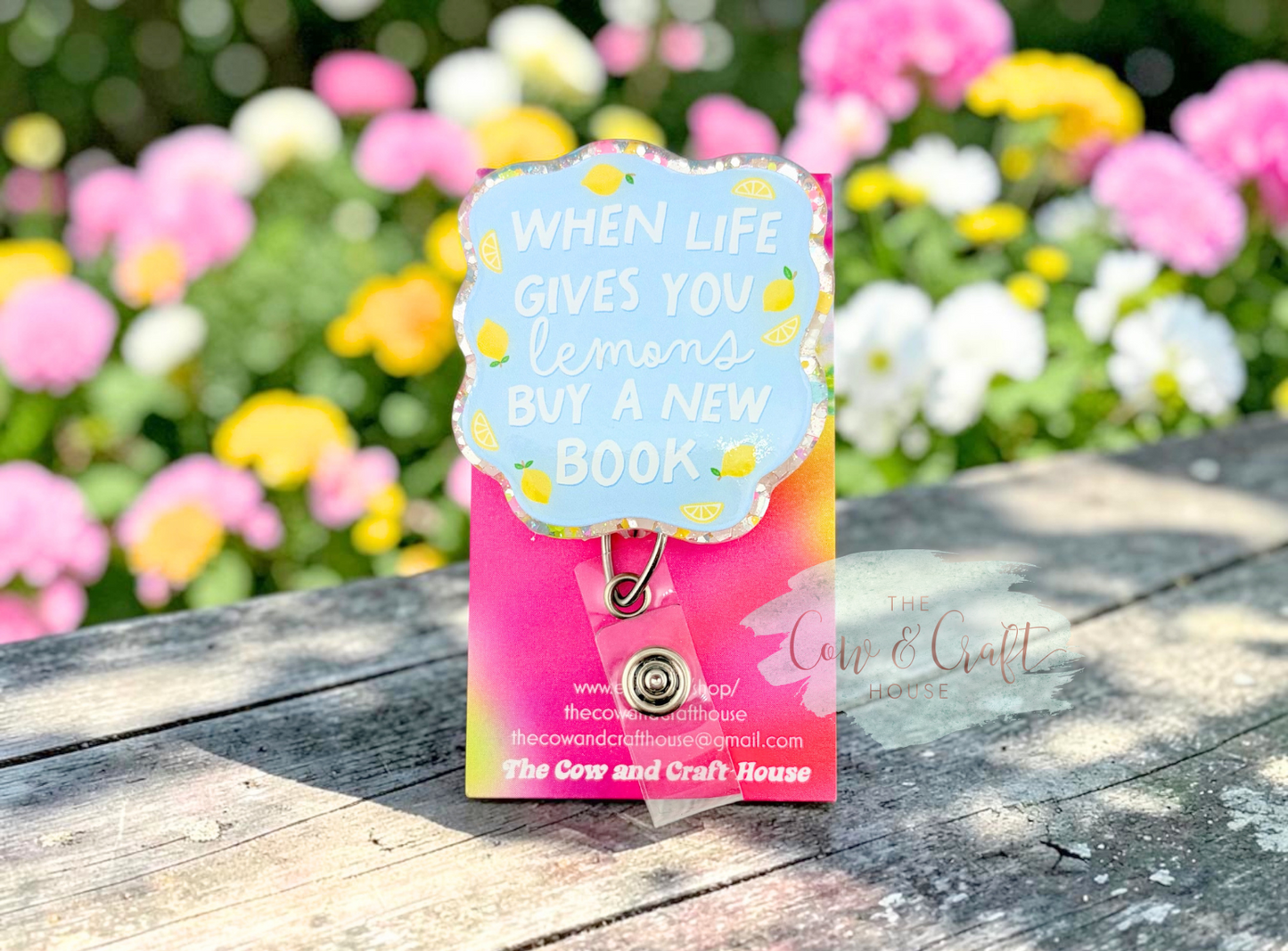 When Life Gives You Lemons Buy a Book Badge Reel | Cute Lemon Badge Holder | 34" Nylon Cord Swivel Clip | Librarian Gift | Teacher Badge Reel | Book Lover