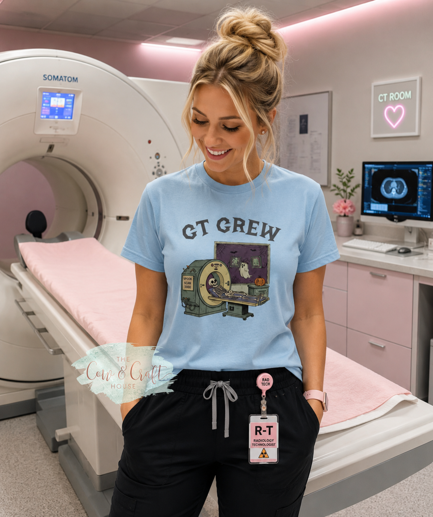 CT Crew Skeleton Shirt | Radiology Tech T-Shirt | Bella Canvas 3001 | CT Technologist Tee | X-Ray Tech Gift | Medical Imaging Shirt | Baby Blue or White