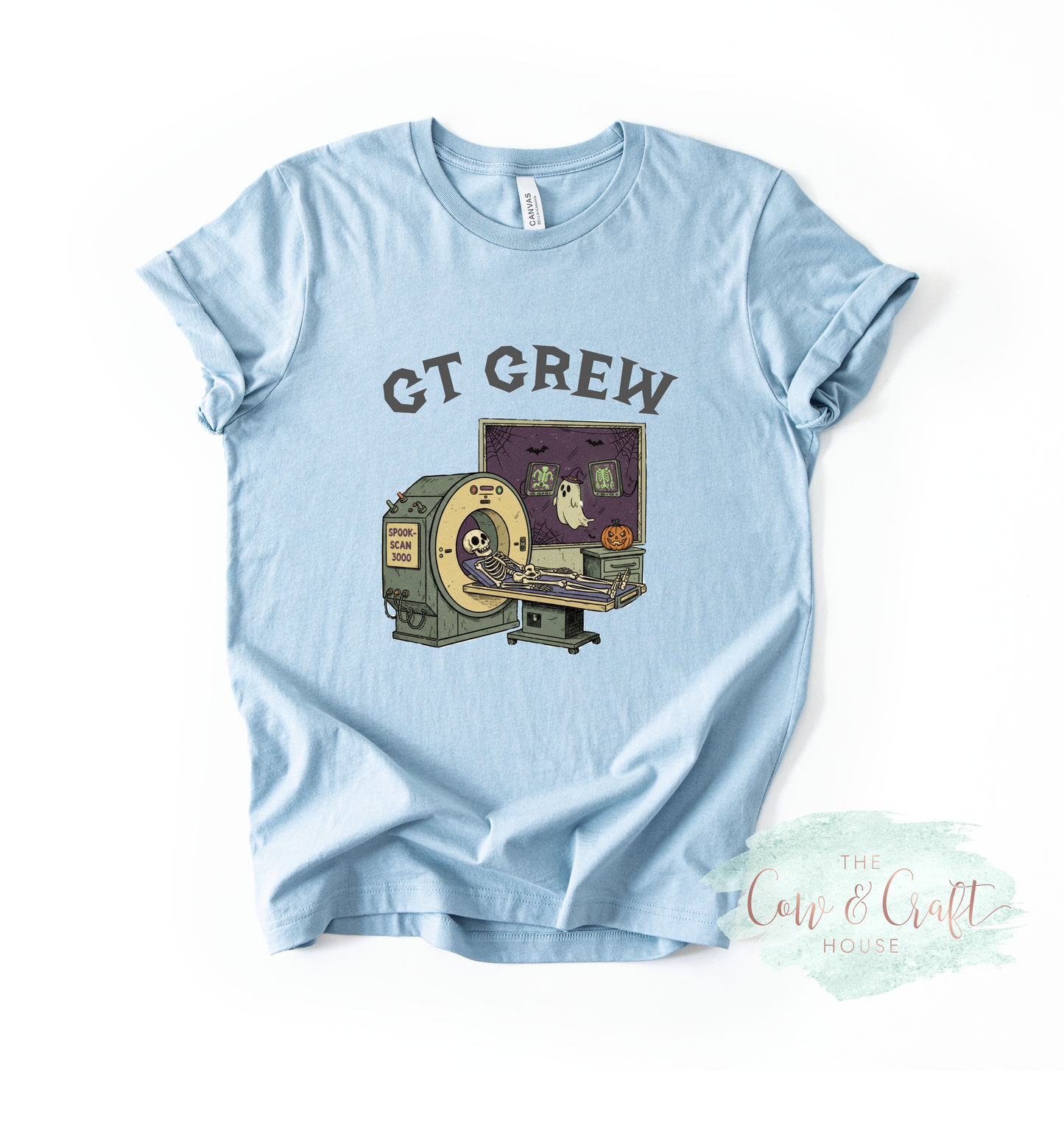 CT Crew Skeleton Shirt | Radiology Tech T-Shirt | Bella Canvas 3001 | CT Technologist Tee | X-Ray Tech Gift | Medical Imaging Shirt | Baby Blue or White
