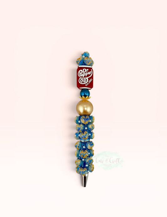 Dr Pepper Beaded Pen – Black Ink Twist Pen