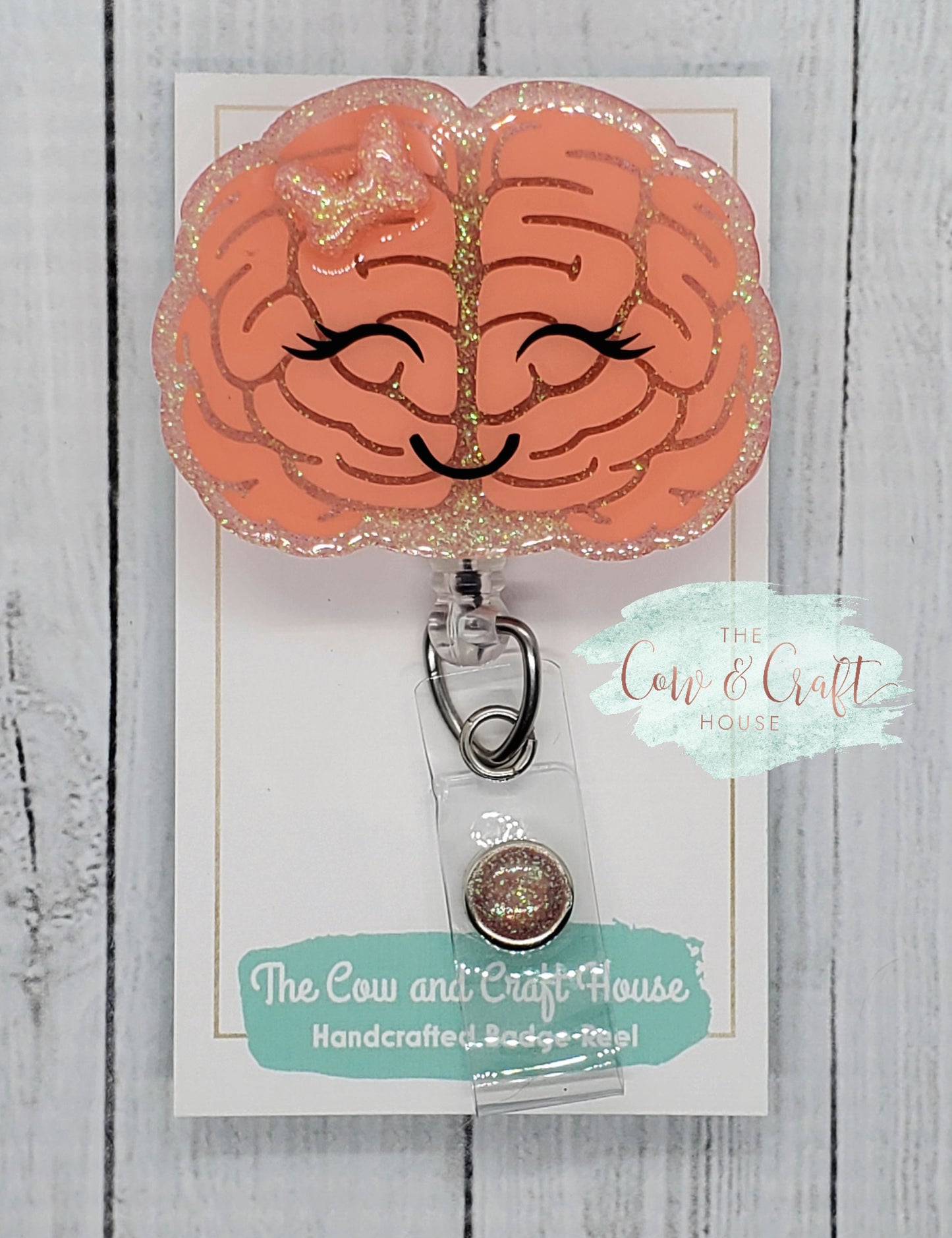 Brain Badge Reel: Glitter Radiology Neurology ID Badge Clip