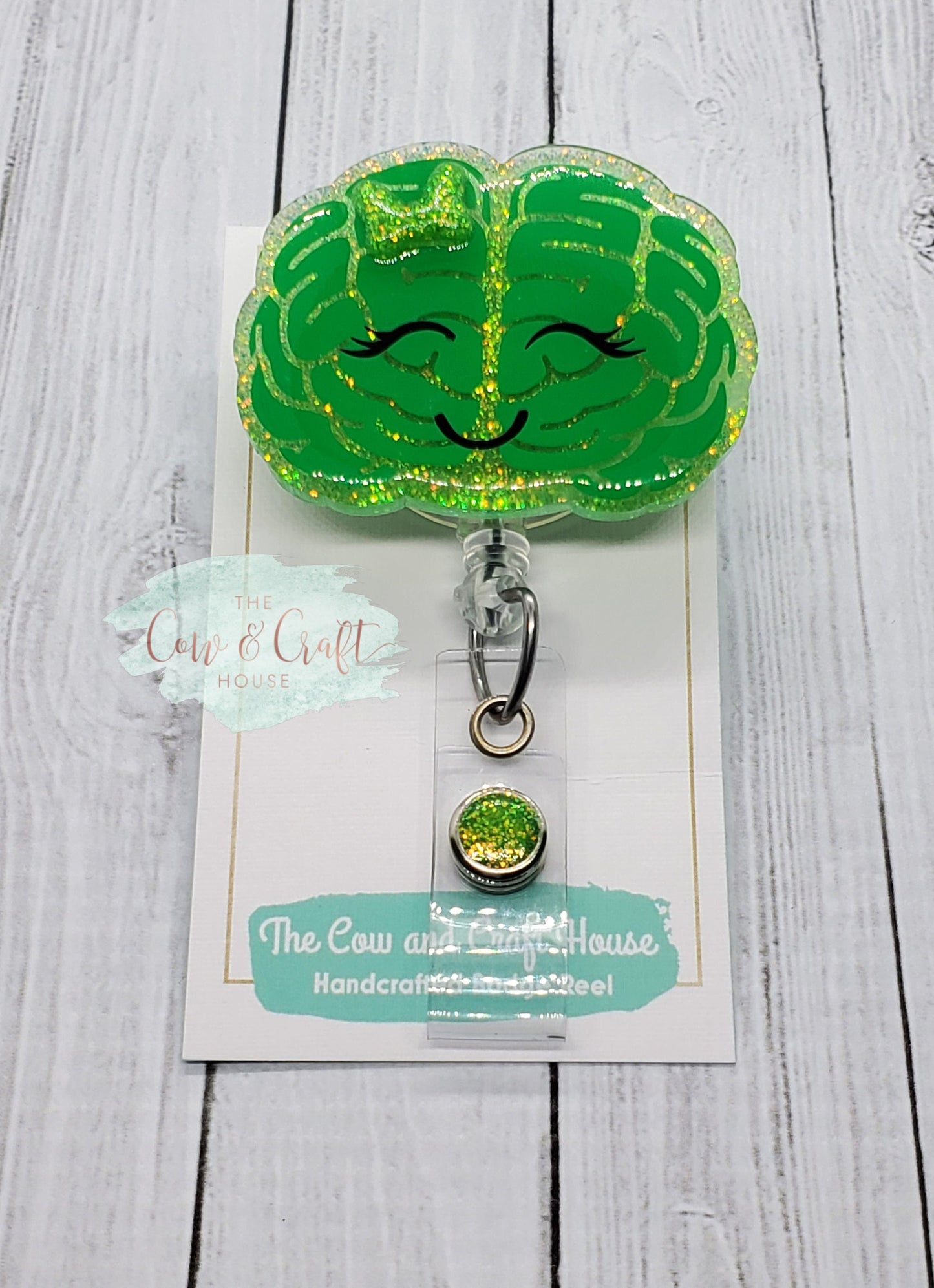 Brain Badge Reel: Glitter Radiology Neurology ID Badge Clip