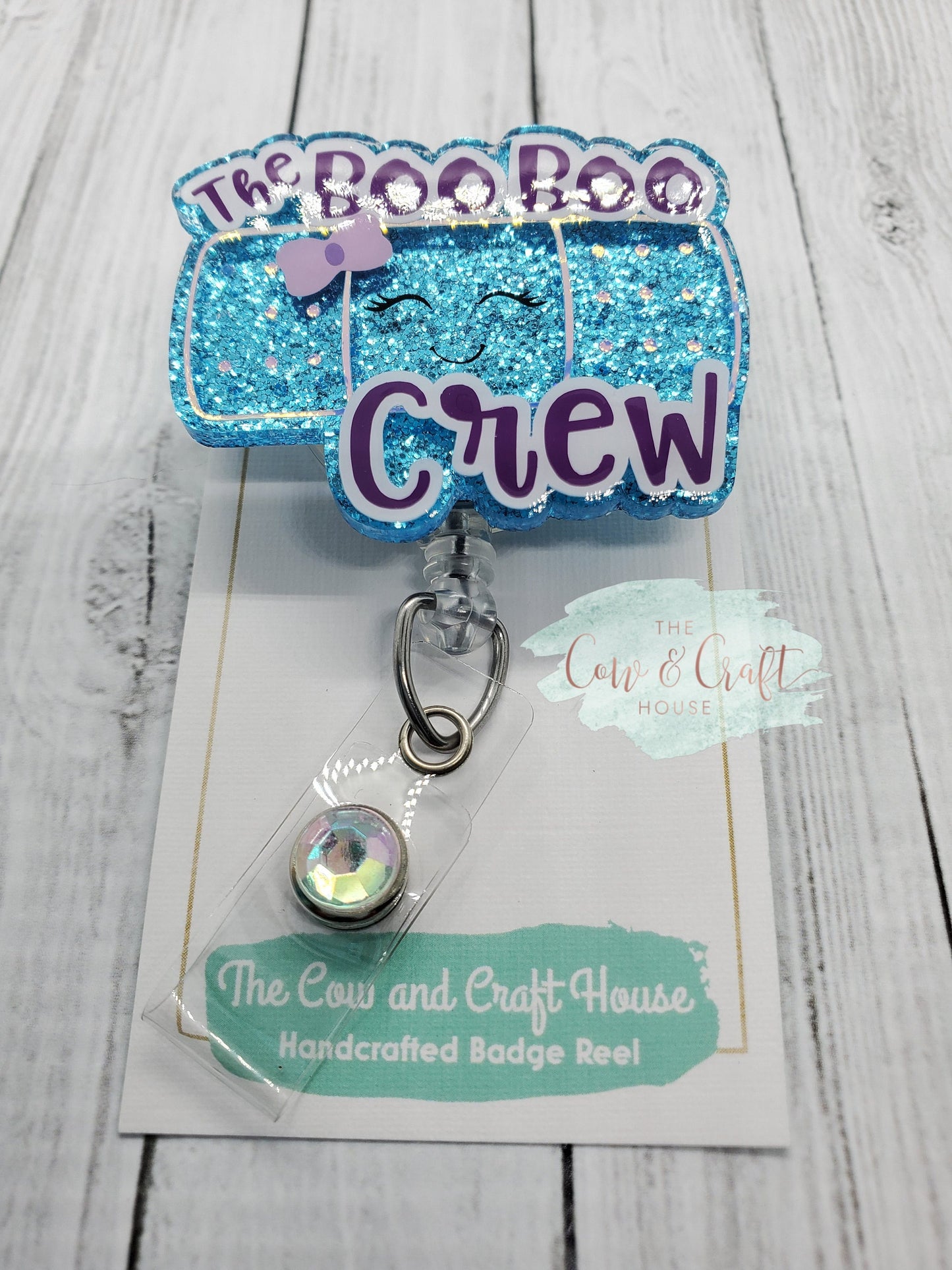 Boo Boo Crew Badge Reel: Glitter Band-Aid, Nurse ID Holder