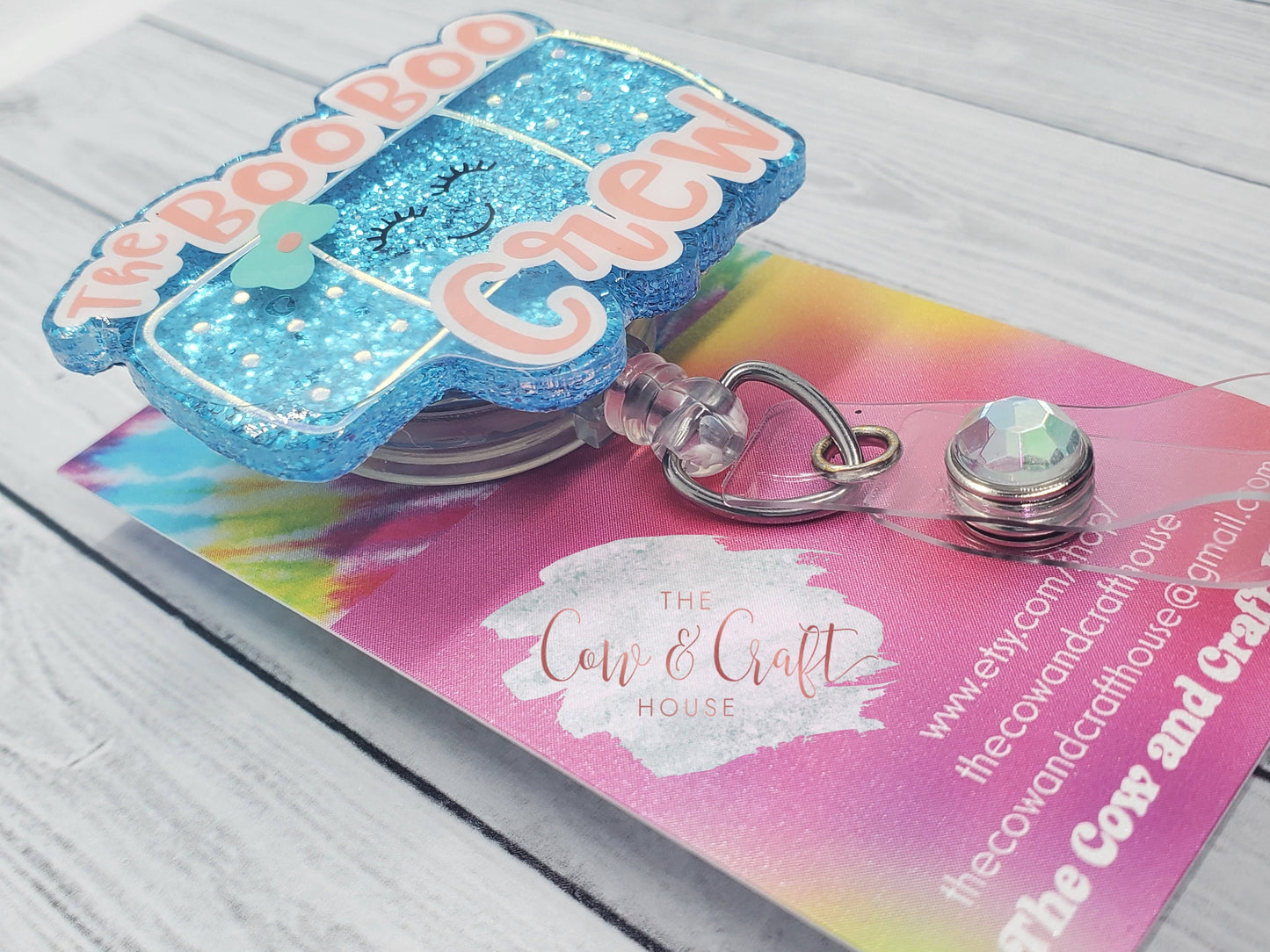 Boo Boo Crew Badge Reel: Glitter Band-Aid, Nurse ID Holder