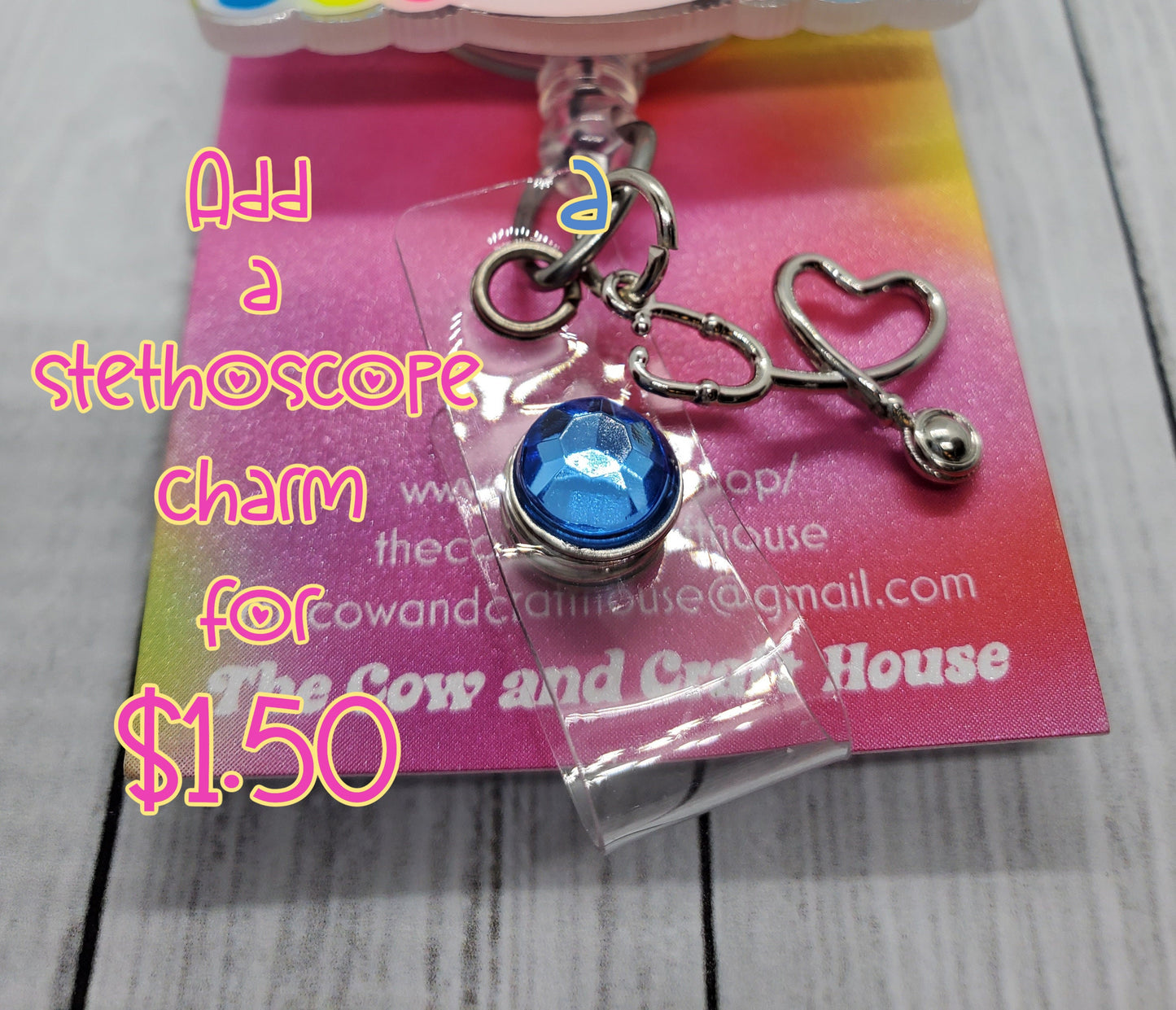 RN Badge Reel: Stethoscope Heart, Pink & Gold Glitter, Handmade