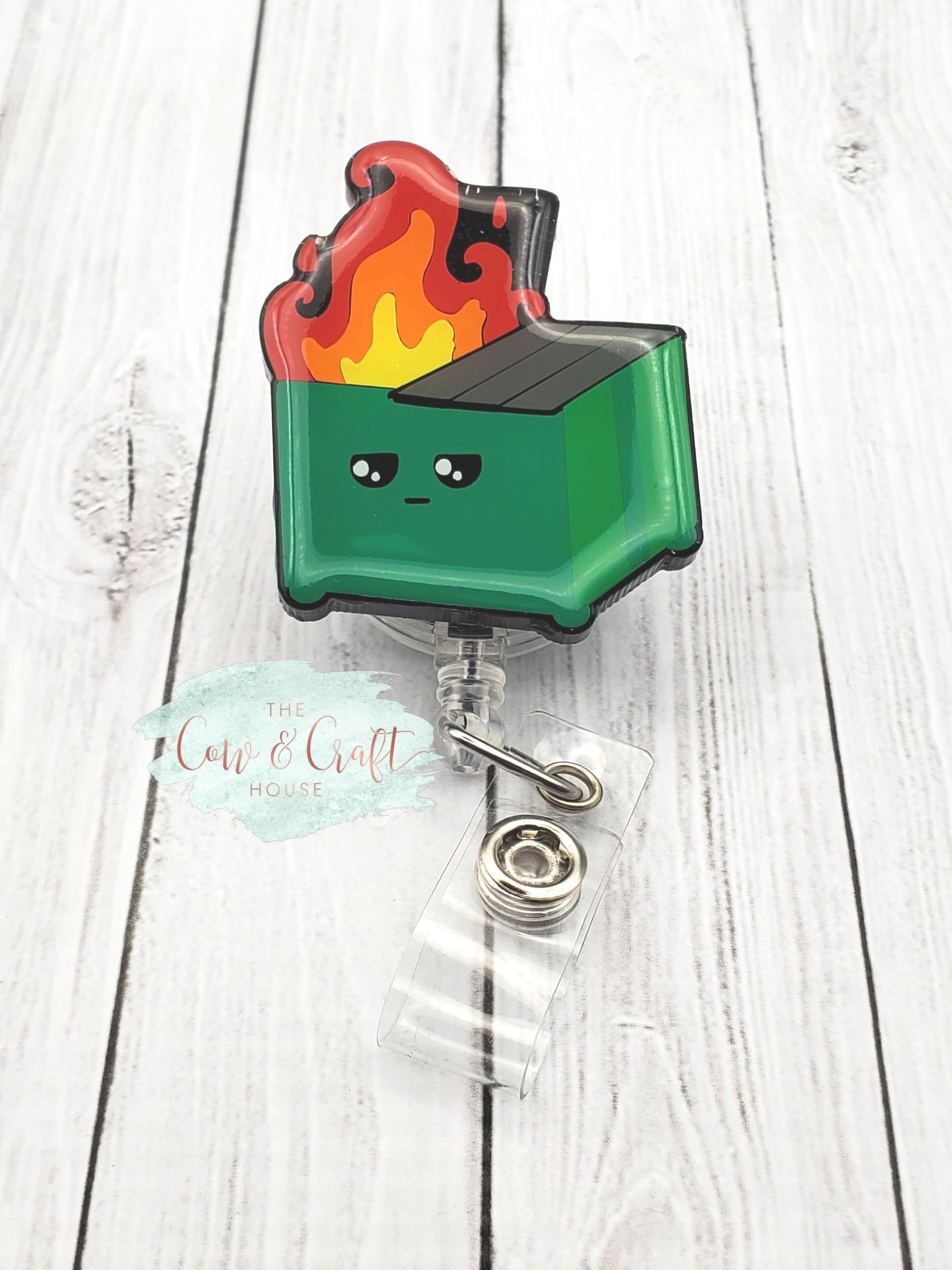 Dumpster Fire Badge Reel: Funny Nurse ID Holder