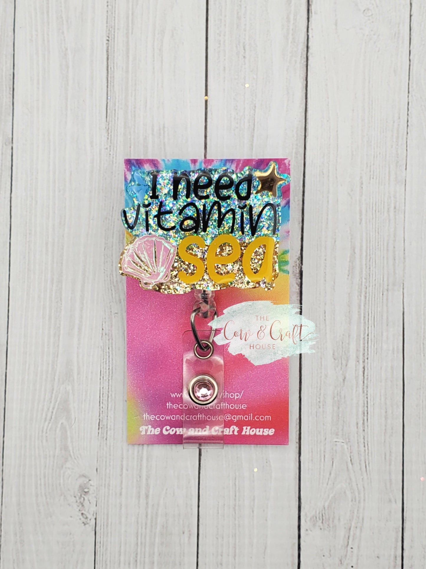 Vitamin Sea Badge Reel, Beach Themed Nurse ID Holder