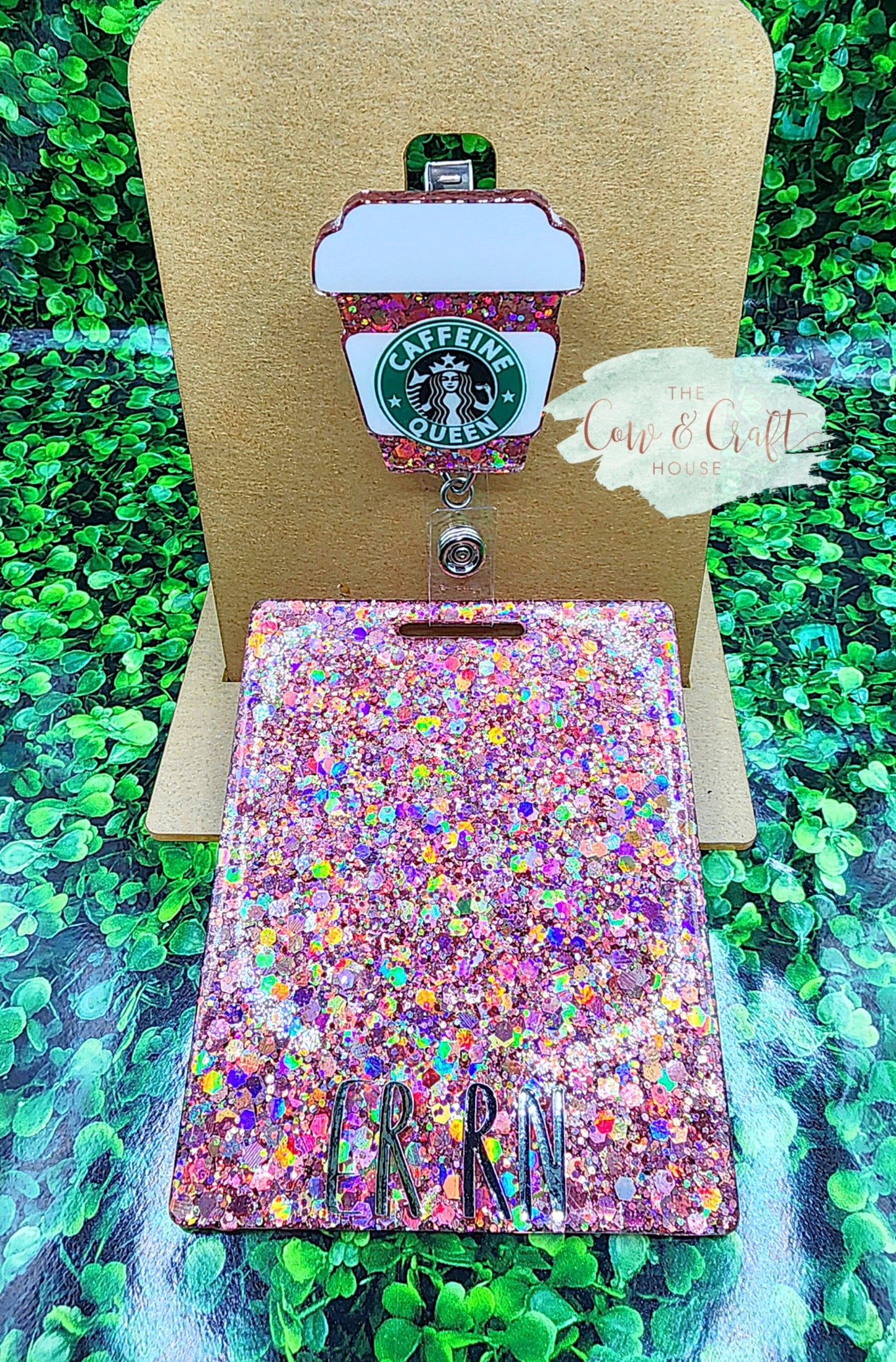 Holographic Pink Glitter Radiology Badge Buddy - Extended Length