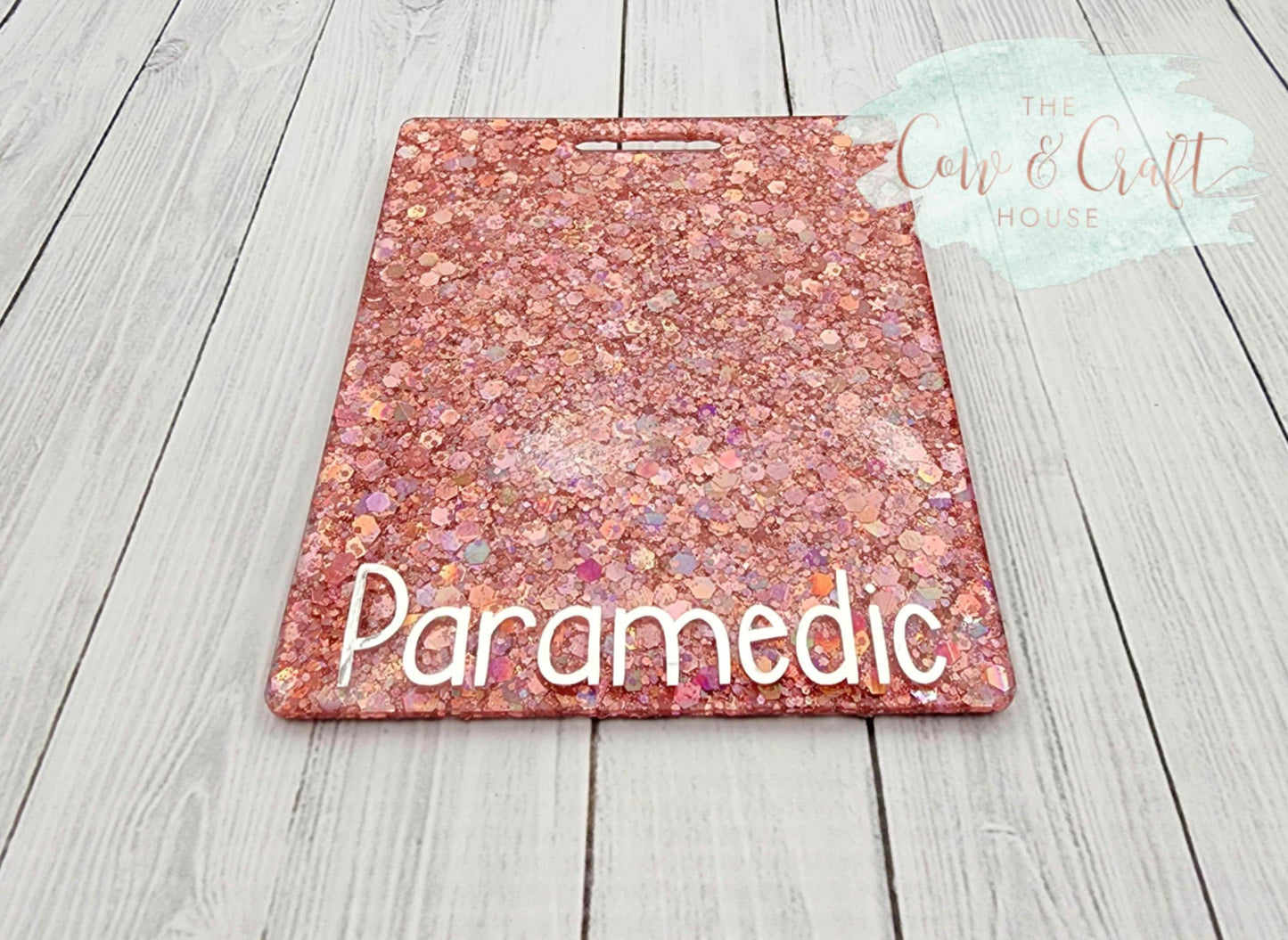 Holographic Pink Glitter Radiology Badge Buddy - Extended Length