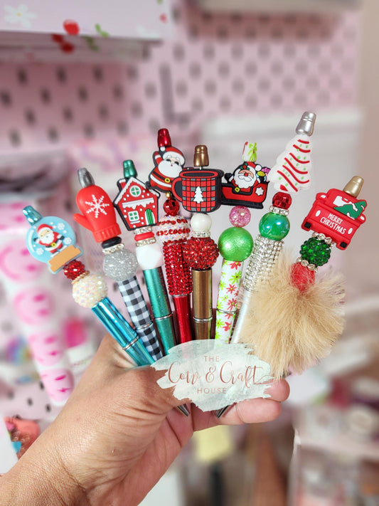 Cocoa Mug Beaded Twist Pen • Winter Holiday Black Ink