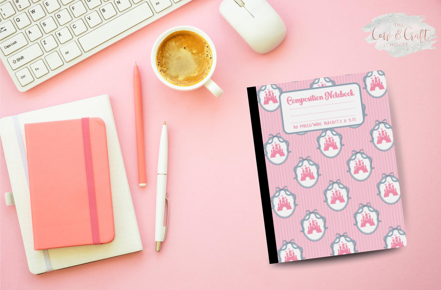 Pink Castle Composition Notebook – Girly Coquette, 80 Pages