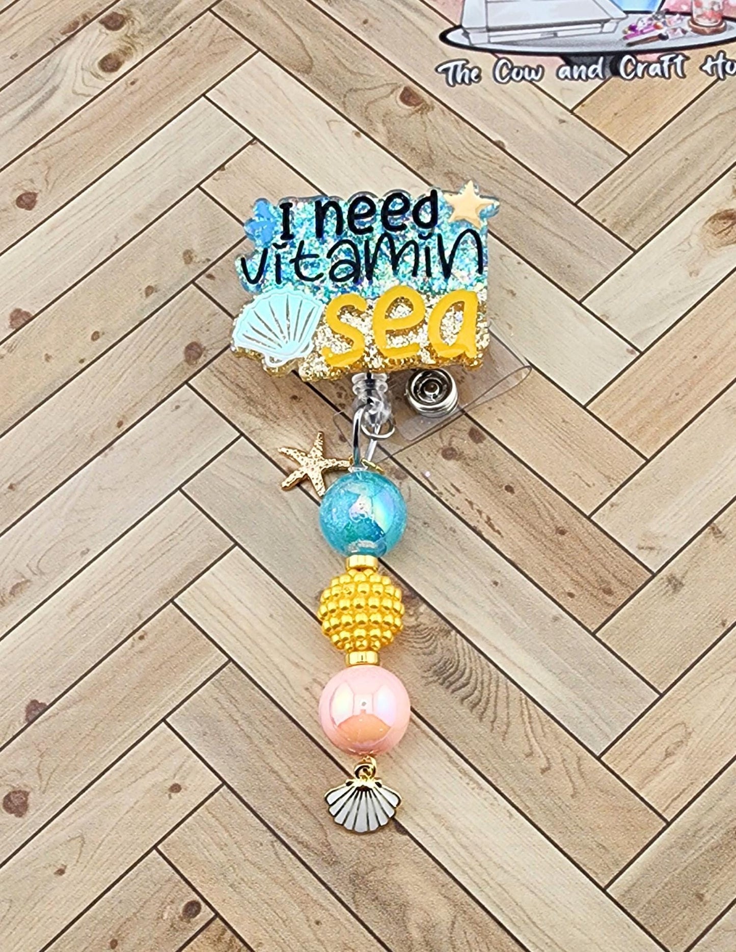 Vitamin Sea Badge Reel, Beach Themed Nurse ID Holder