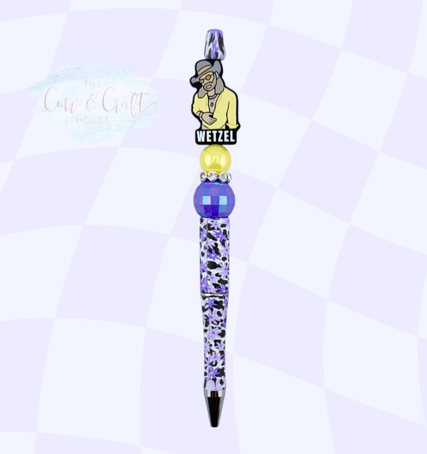 Floral Beaded Pen | Koe Wetzel Inspired Pen | Twist Black Ink Pen | Purple Flower Pen | Cute Gift Idea