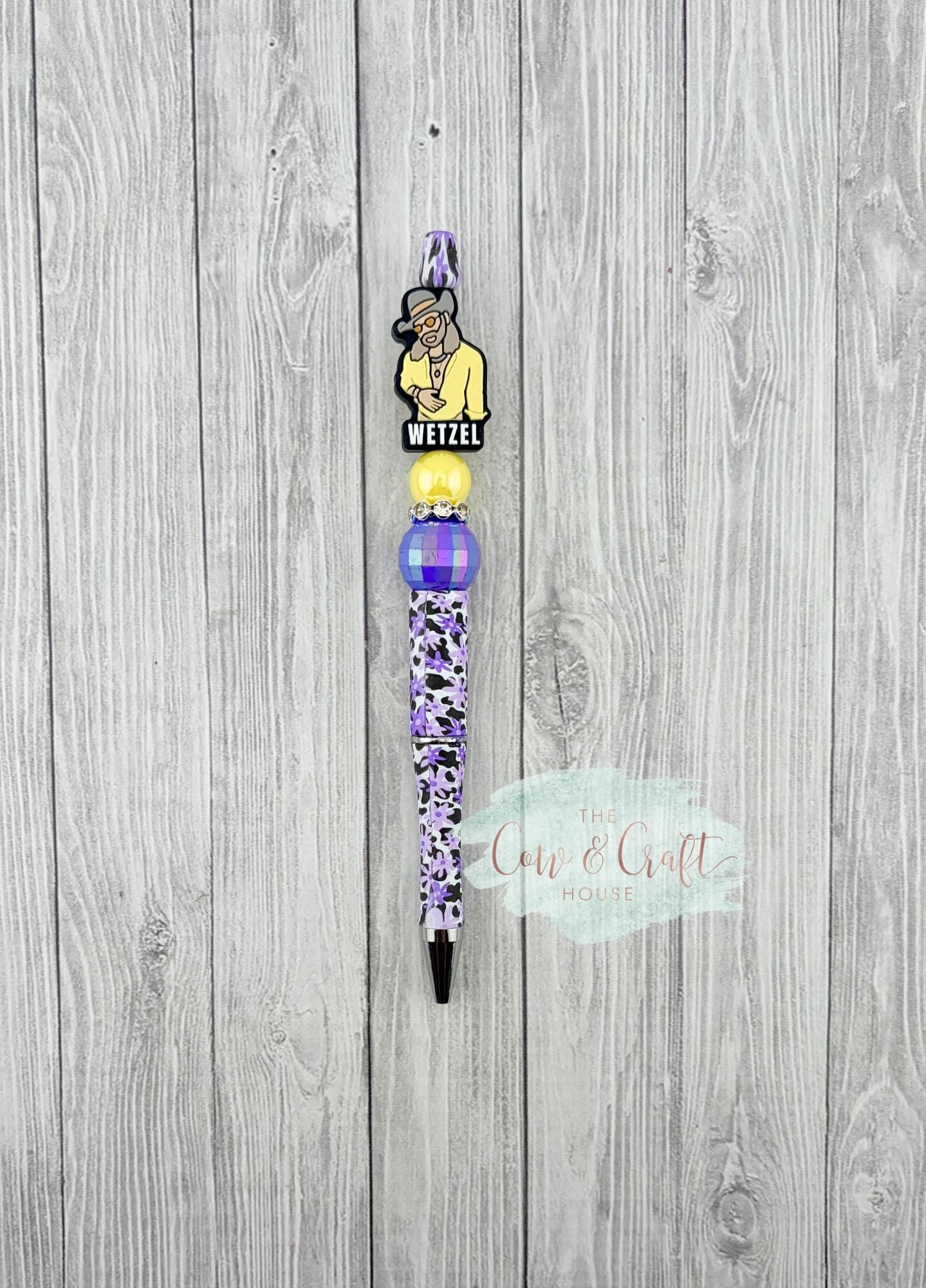 Floral Beaded Pen | Koe Wetzel Inspired Pen | Twist Black Ink Pen | Purple Flower Pen | Cute Gift Idea