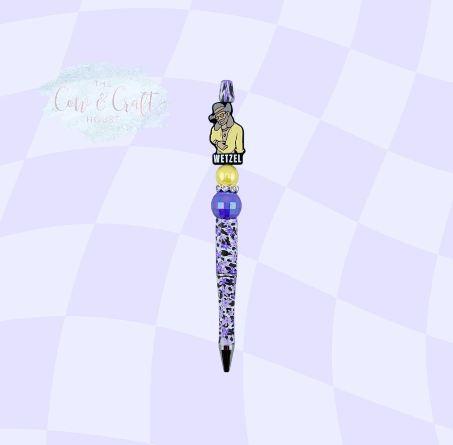 Floral Beaded Pen | Koe Wetzel Inspired Pen | Twist Black Ink Pen | Purple Flower Pen | Cute Gift Idea