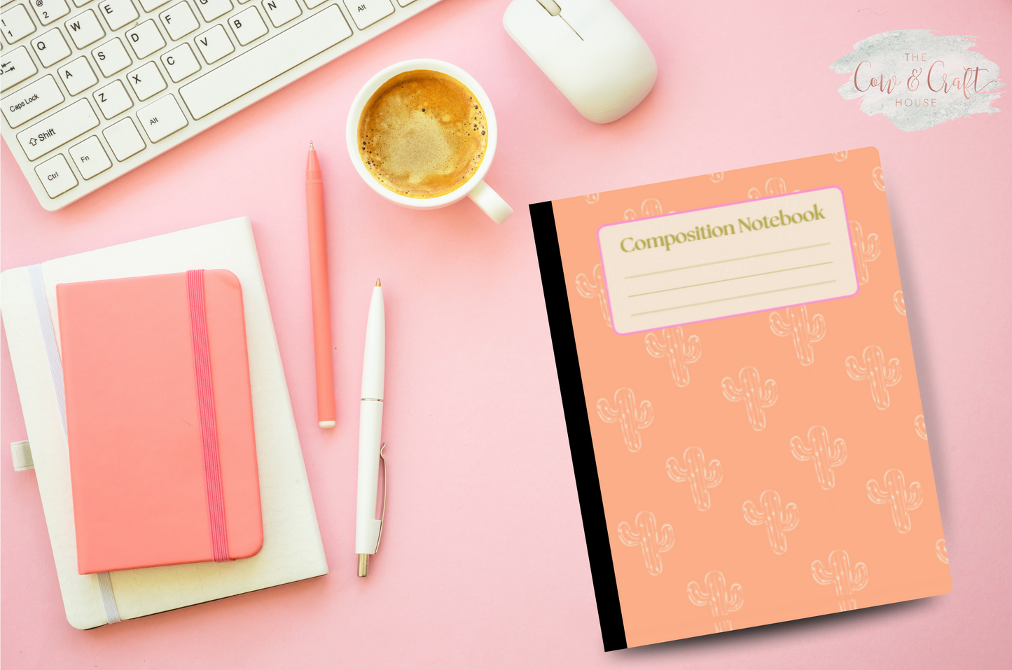 Orange Cactus Composition Notebook | Cute Desert Journal | College or Wide Ruled Notebook | Cactus Lover Gift | Student Notebook | Teacher Journal