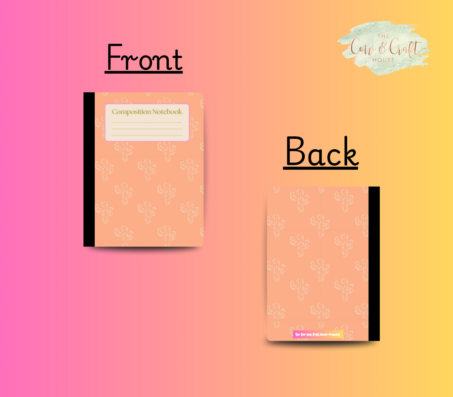 Orange Cactus Composition Notebook | Cute Desert Journal | College or Wide Ruled Notebook | Cactus Lover Gift | Student Notebook | Teacher Journal