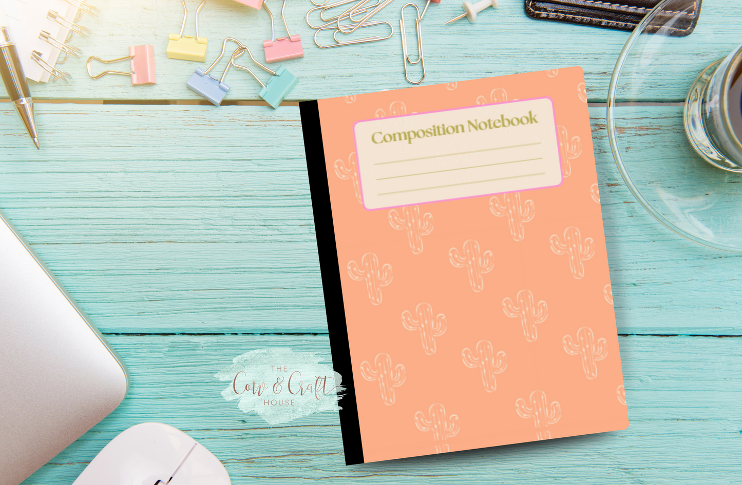 Orange Cactus Composition Notebook | Cute Desert Journal | College or Wide Ruled Notebook | Cactus Lover Gift | Student Notebook | Teacher Journal
