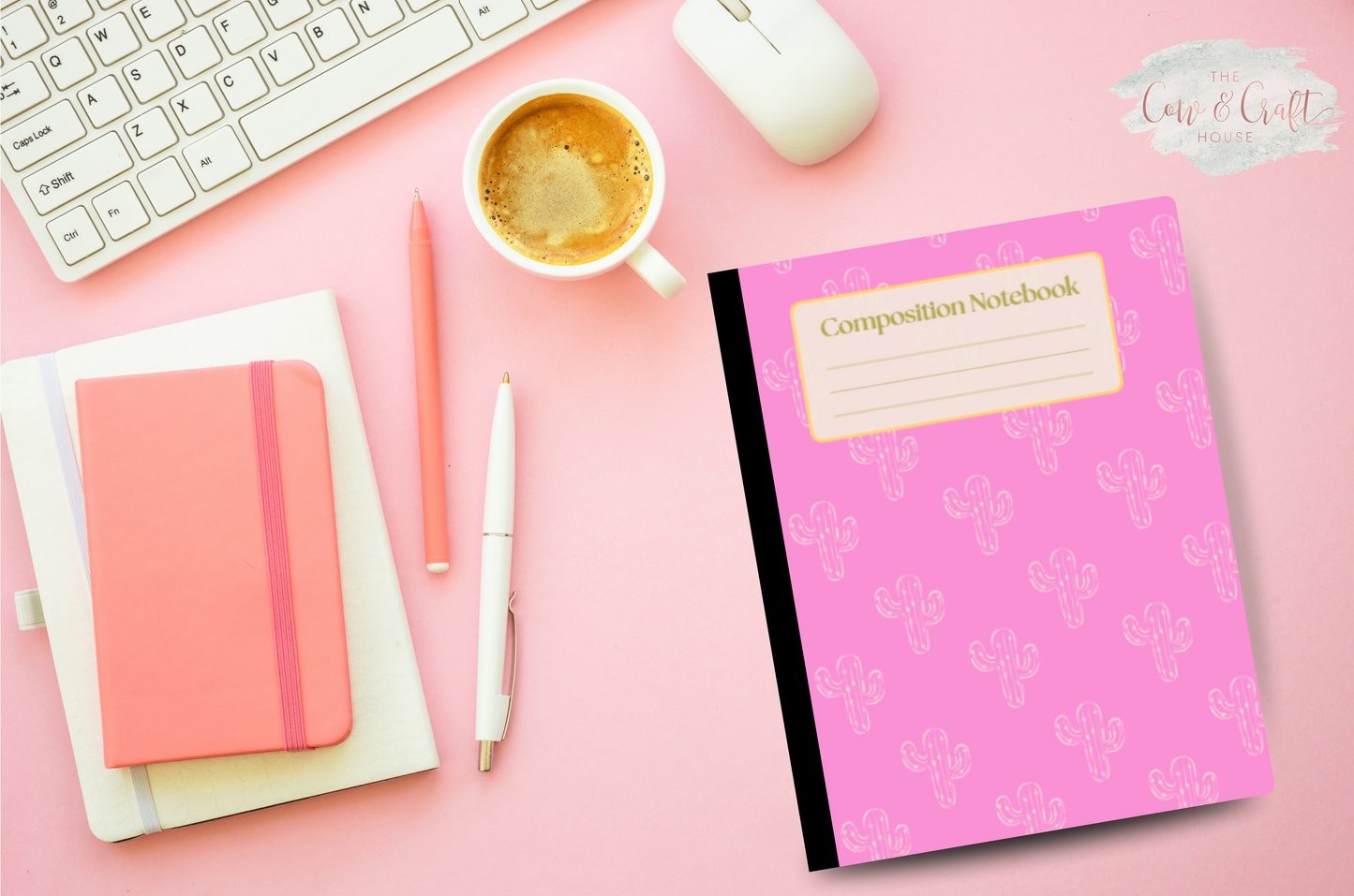 Pink Cactus Composition Notebook | Pink Journal | Cute Cactus Notebook | College or Wide Ruled Notebook | Teacher Journal | Student Gift