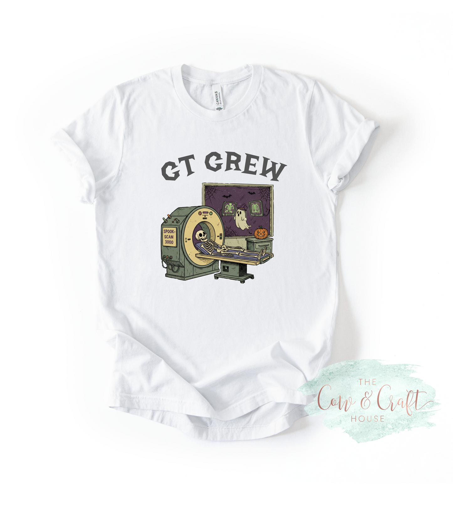 CT Crew Skeleton Shirt | Radiology Tech T-Shirt | Bella Canvas 3001 | CT Technologist Tee | X-Ray Tech Gift | Medical Imaging Shirt | Baby Blue or White